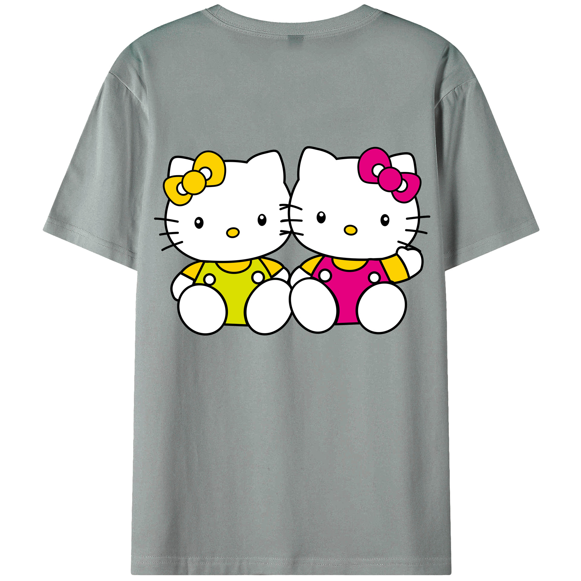 （画像用） Hello Kitty ハローキティ 綿100％ メンズ半袖Tシャツ（バックプリント） 通気性